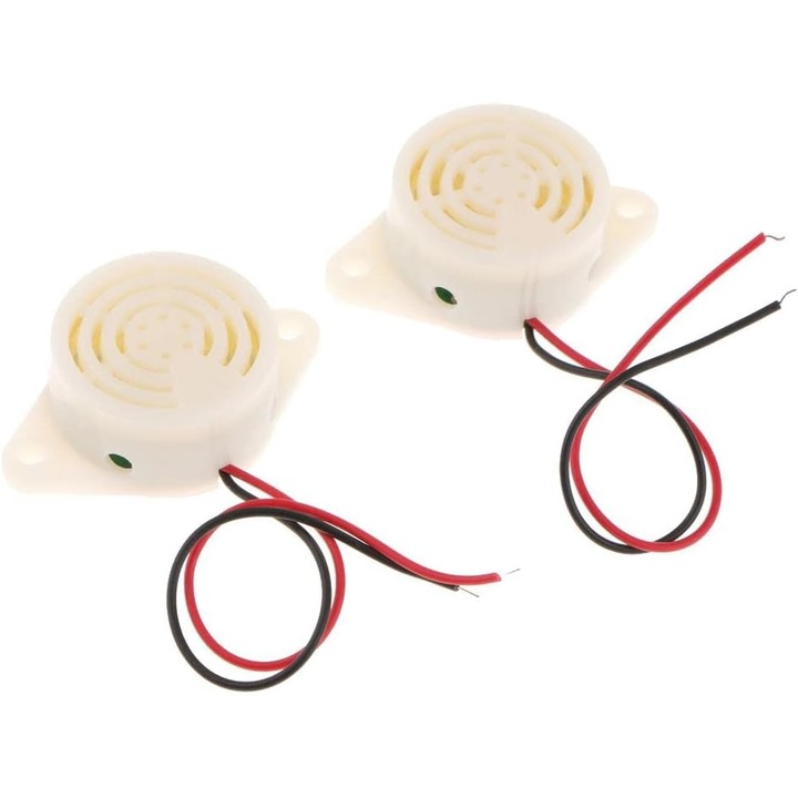 Комплект от 2 мигащи аларми, Mmgoqqt, 3-24V, 20mA, 95db, бели