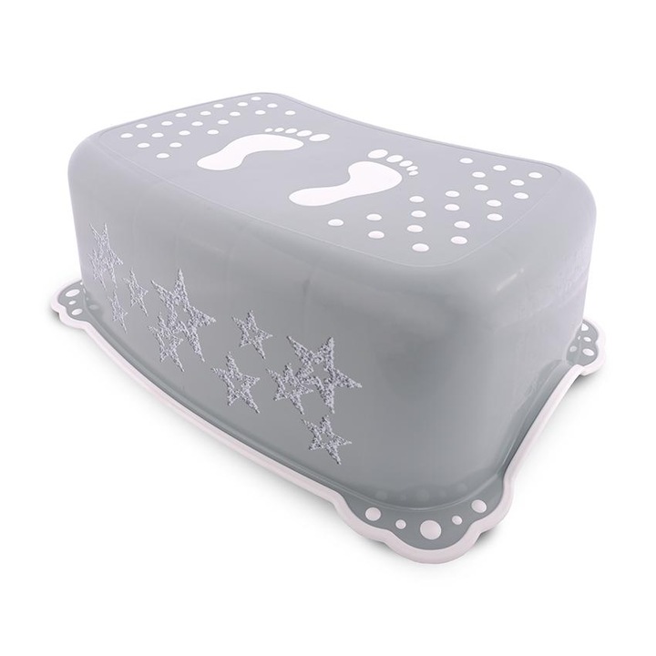 Inaltator baie antiderapant, maxim 100 kg, insertii cauciuc, Little Stars Grey