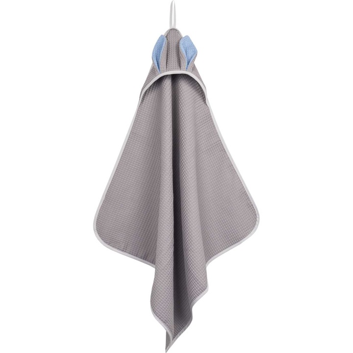Хавлиена кърпа с качулка Waffle Bunny 80x80 см, Инфантило, Сиво
