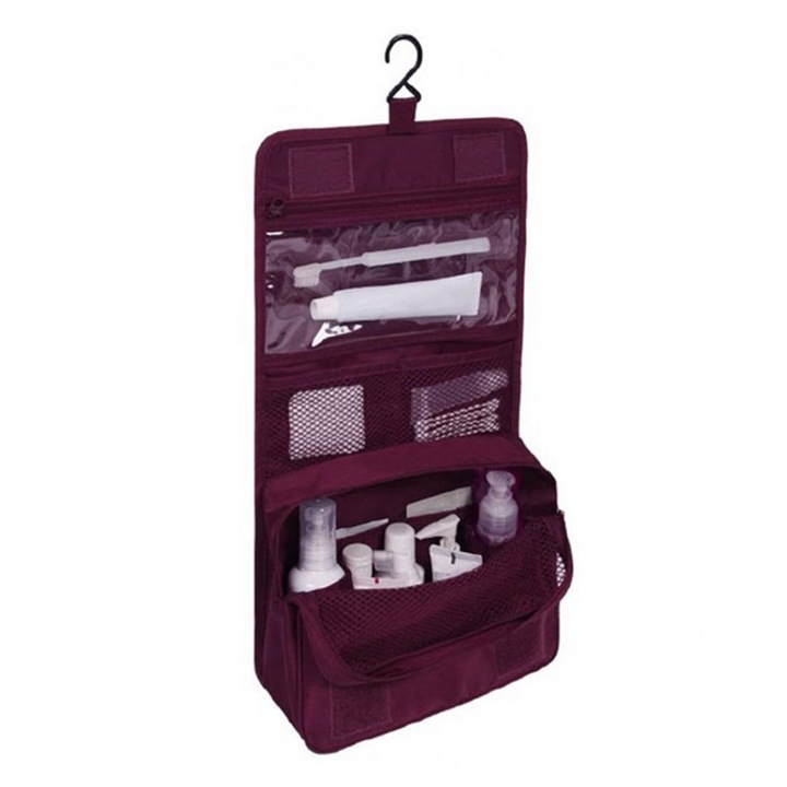 Geanta Pentru Depozitat si Transportat Produse Cosmetice si de Igiena Personala, 42 x 24 x 9 cm, burgundy, MaffStuff®