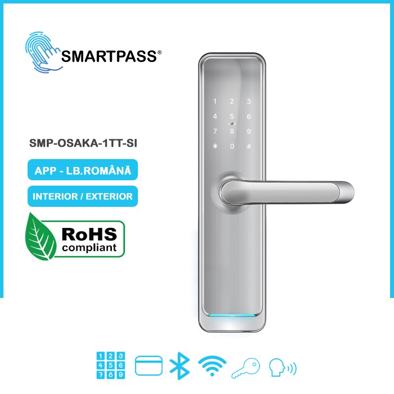 Incuietoare Smart, SMARTPASS, OSAKA, Bluetooth, WiFi, Cod, Card, Cheie ...