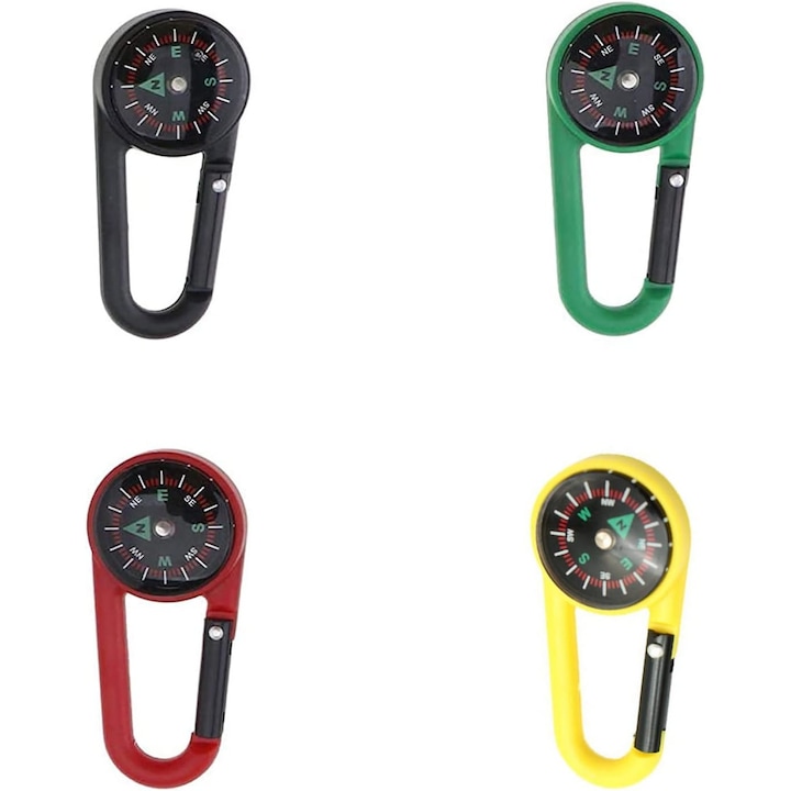 Jormftte, 4 db-os iránytű készlet karabinerekkel, Többszínű