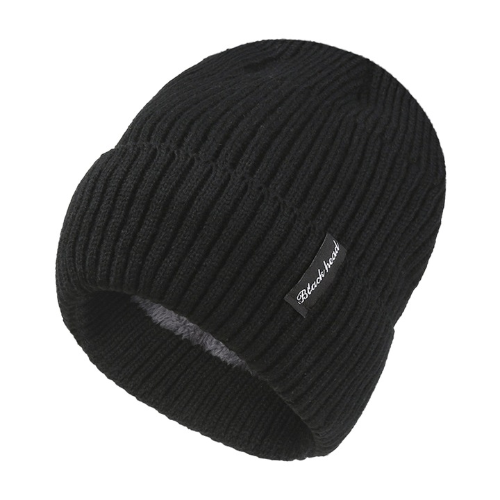 Unisex téli sapka, BlackHead, gyapjú/polár, fekete, 55-58cm