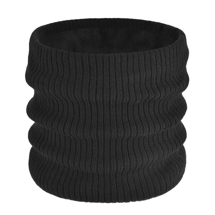 Esarfa tubulara unisex, poliester si vascoza, negru, 24x21cm, set