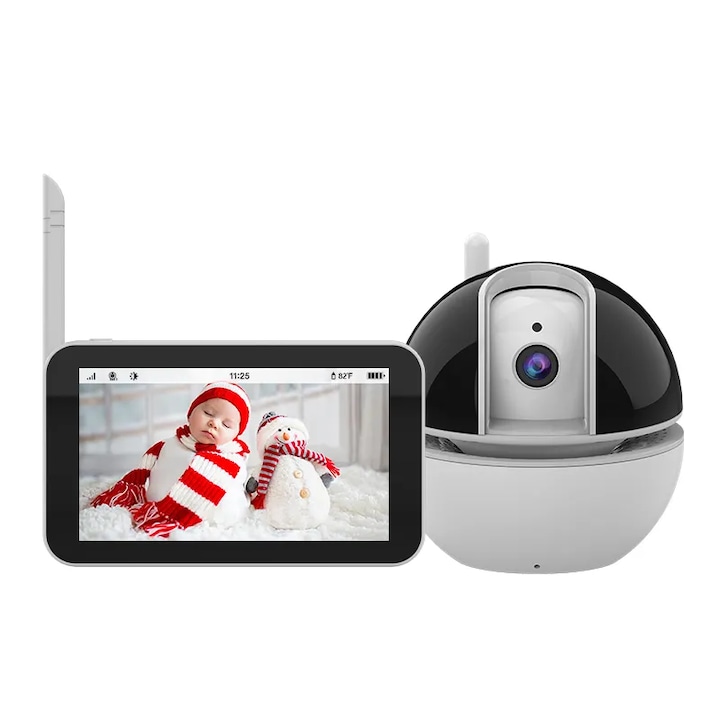 Бебефон и безжична аудио-видео камера за наблюдение на бебета, LikeSmart BabyTouch, TouchScreen HD XXL 5", 355° ротация, VOX, NightVision, Температурен мониторинг, Приспивни песни