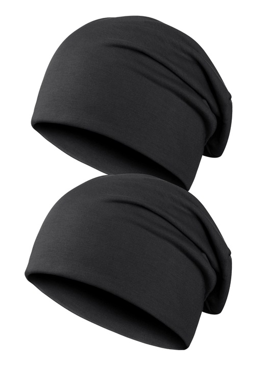 Set 2 sepci unisex, caciuli lungi tricotate, negru, 28x26cm