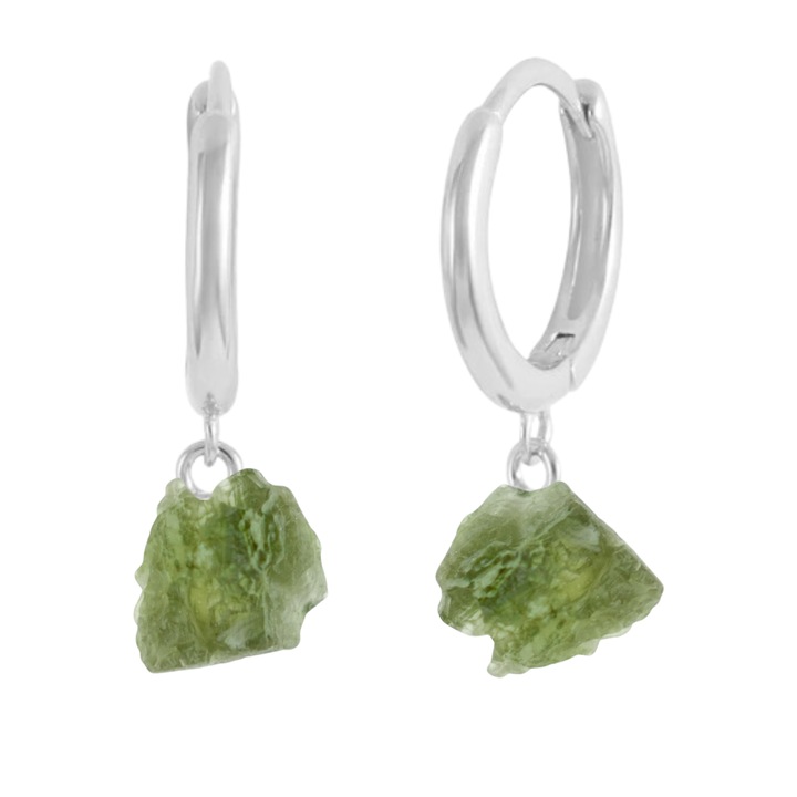 Cercei din argint cu natural moldavit