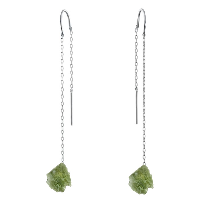 Cercei de argint cu moldavit vltavin