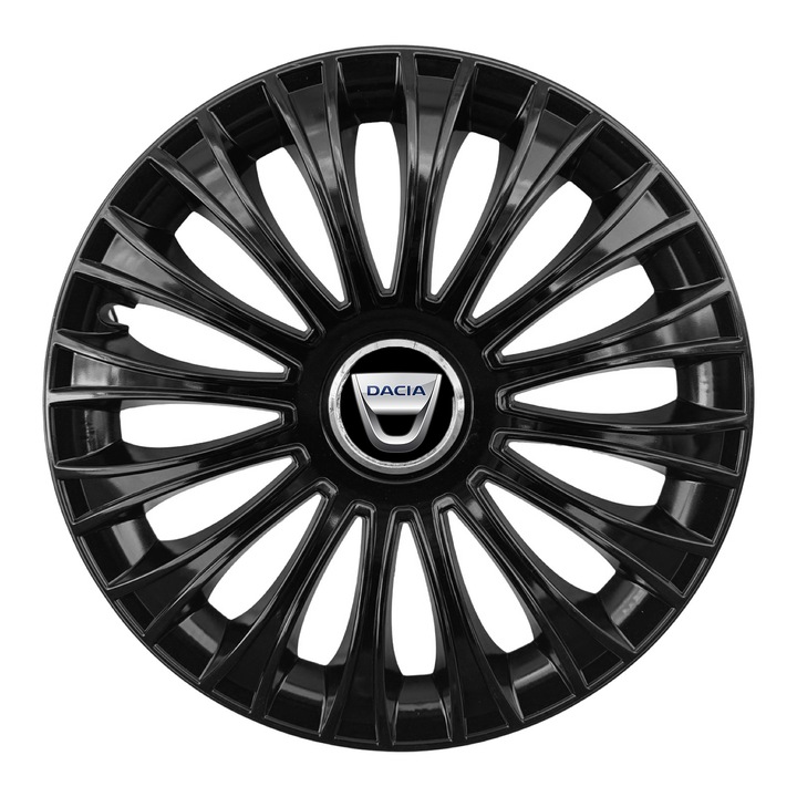 Set 4 Capace Roti AutoSSF ® R16, Potrivite Jantelor de 16 inch, pentru Dacia, Model DINO negru