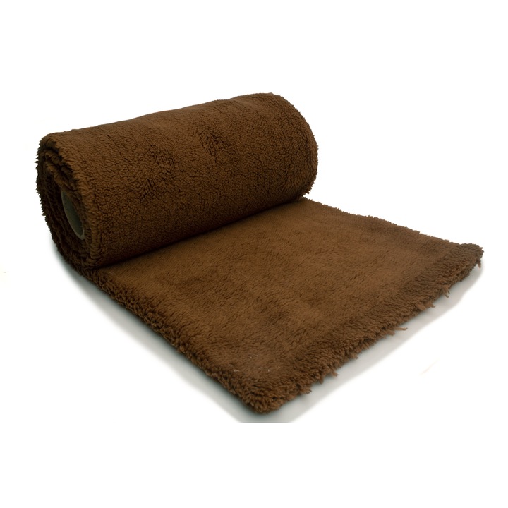 Tricotaje Minky oaie, blana Sherpa, Tip: Polare, culoare Caramel inchis, dimensiune 50 x 160 cm