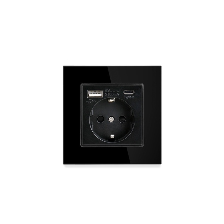 Üvegkeretes aljzat + USB A+C iHome fekete