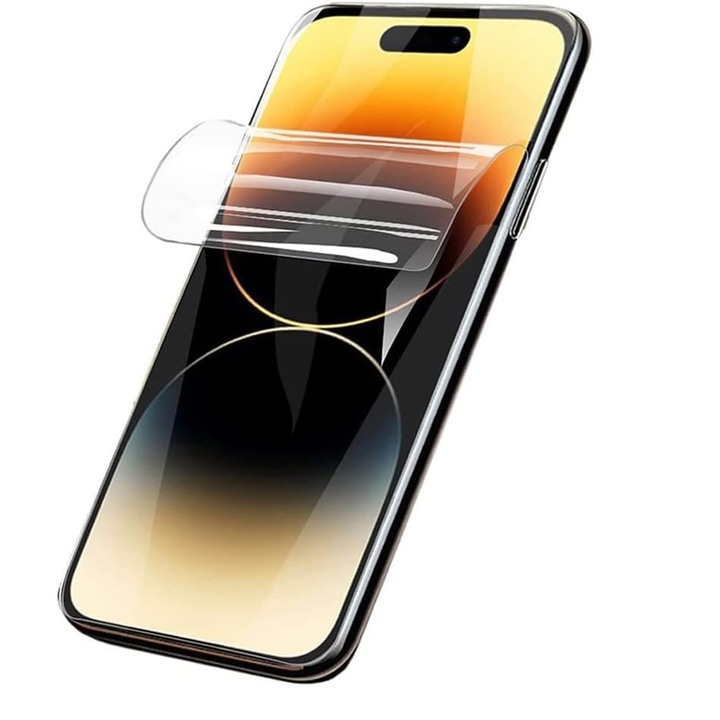 Szilikon képernyővédő fólia, TPU, Tökéletes illeszkedés, iPhone 15 Plus kompatibilis, a teljes képernyőt lefedi, átlátszó, ISAG
