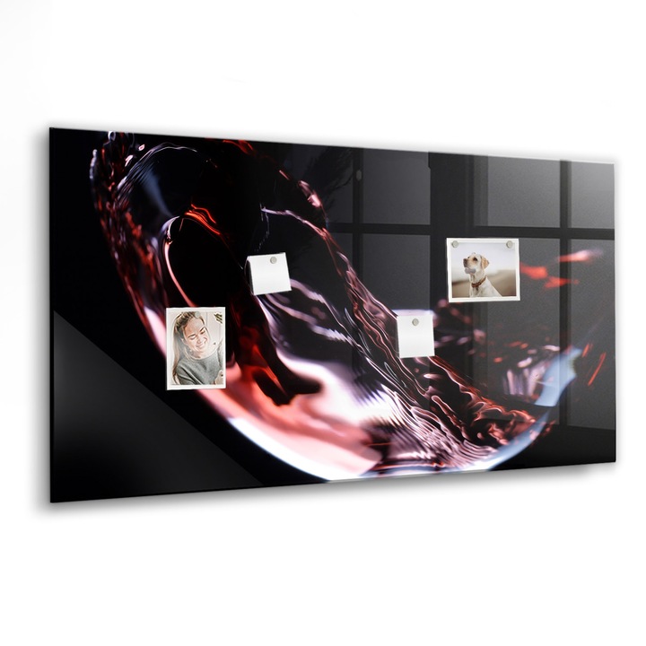 Tabla magnetica. Sticla. Pahar De Vin. 120 cm x 60 cm. Rosu. 00027208