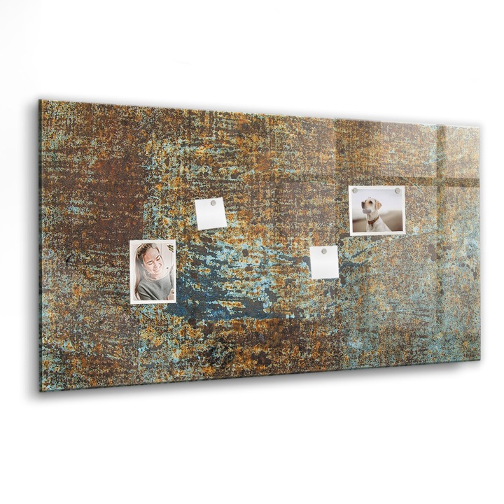 Tabla magnetica. Sticla. Rugina Pe Metal. 120 cm x 60 cm. Maro. 00077255