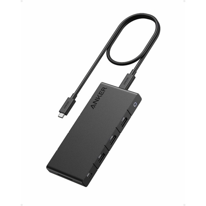 Хъб Anker 364 10в1, 100W Power Delivery, USB-C, 2xHDMI 4K, 1 Gbps RJ45, 4xUSB-A, SD, черен