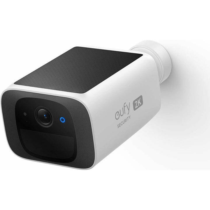 Безжична камера Eufy SoloCam S220, 2K Ultra HD, Соларен панел, Wi-Fi, iP67, бял