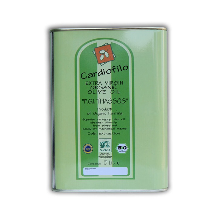 Ulei de masline extravirgin ecologic 3l, din prima presare la rece a maslinelor, Fara pesticide, Gust fructat catifelat, aciditate scazuta