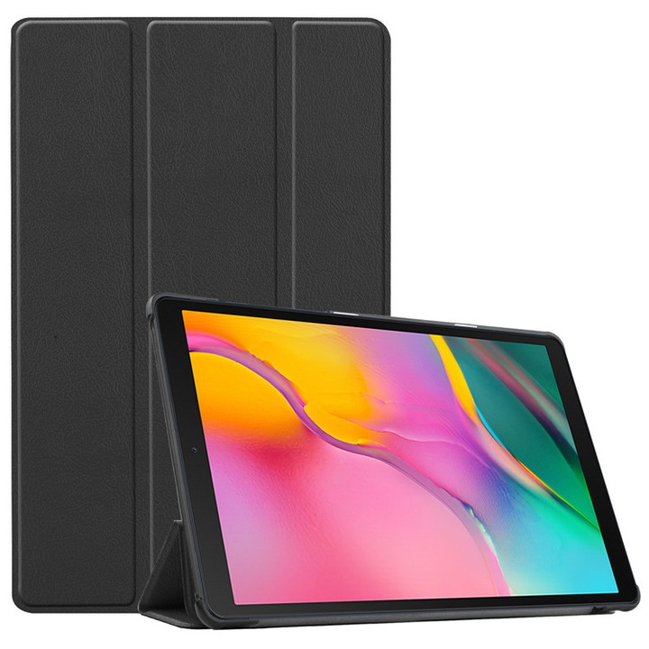 Husa protectie tableta, Policarbonat/Piele ecologica, Compatibila cu Samsung Galaxy Tab A8 10.5", Negru
