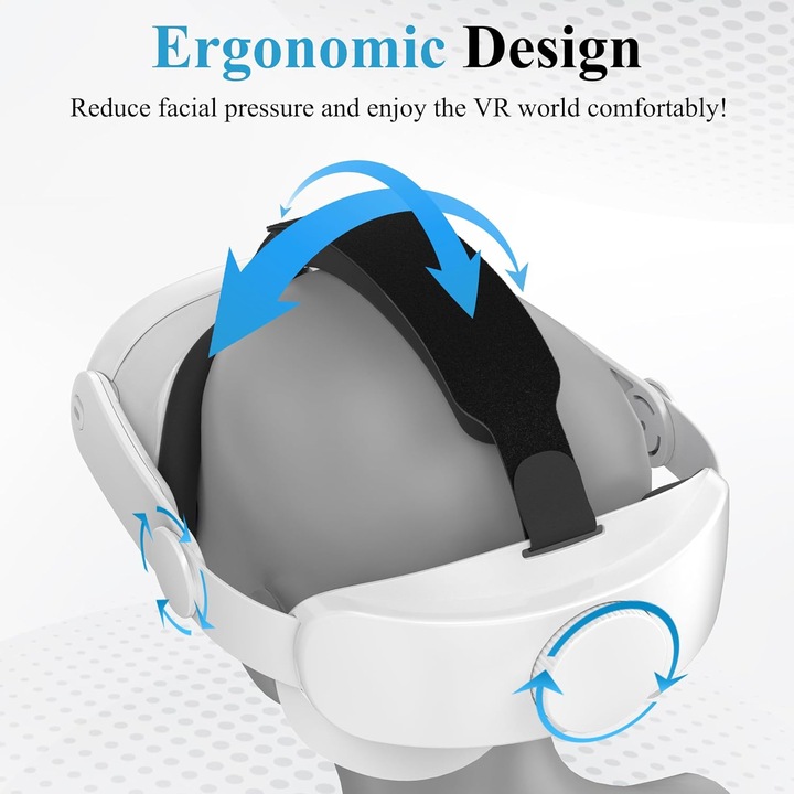 Аксесоар за глава за VR очила, съвместим с Meta/Oculus Quest 3, бял