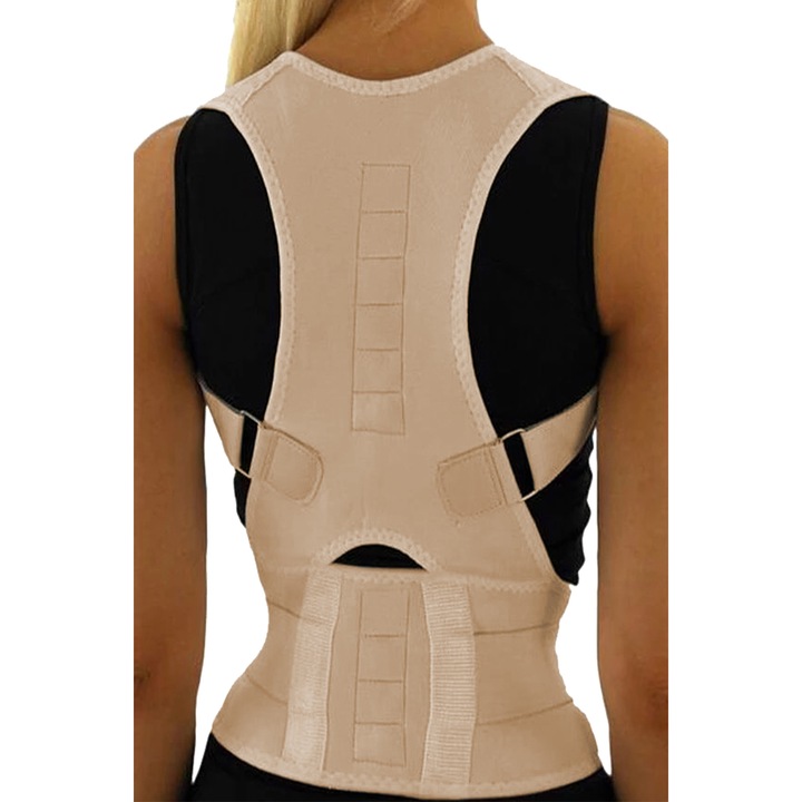 Corector postura pentru indreptare coloana, spate si umeri, Bej, Unisex, Marime M, Neo™