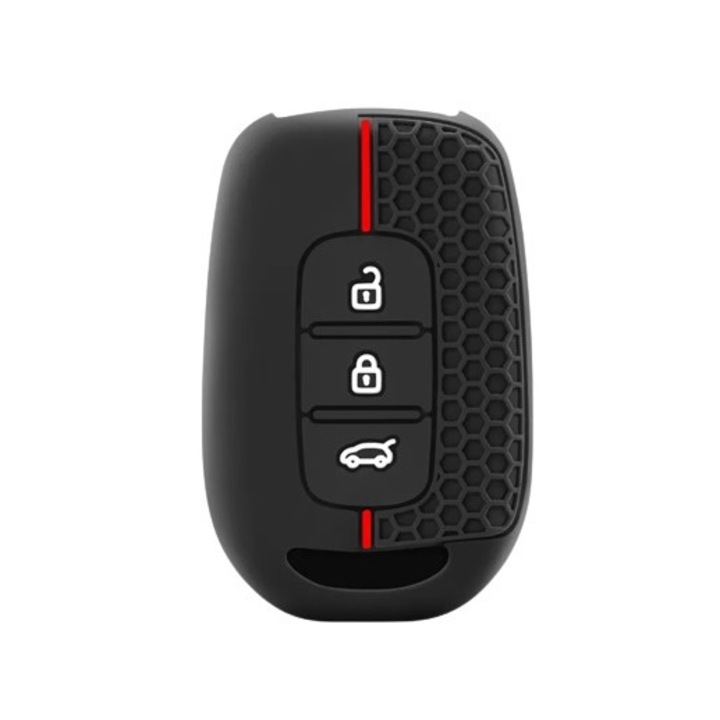 Калъф за ключ AUTOTOB®, 3 бутона Dacia Logan, Sandero, черен/червен
