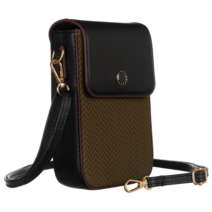 Női táska, fekete, ökológiai bőrből, Peterson, m-14, 18 x 10, 5 x 6 cm