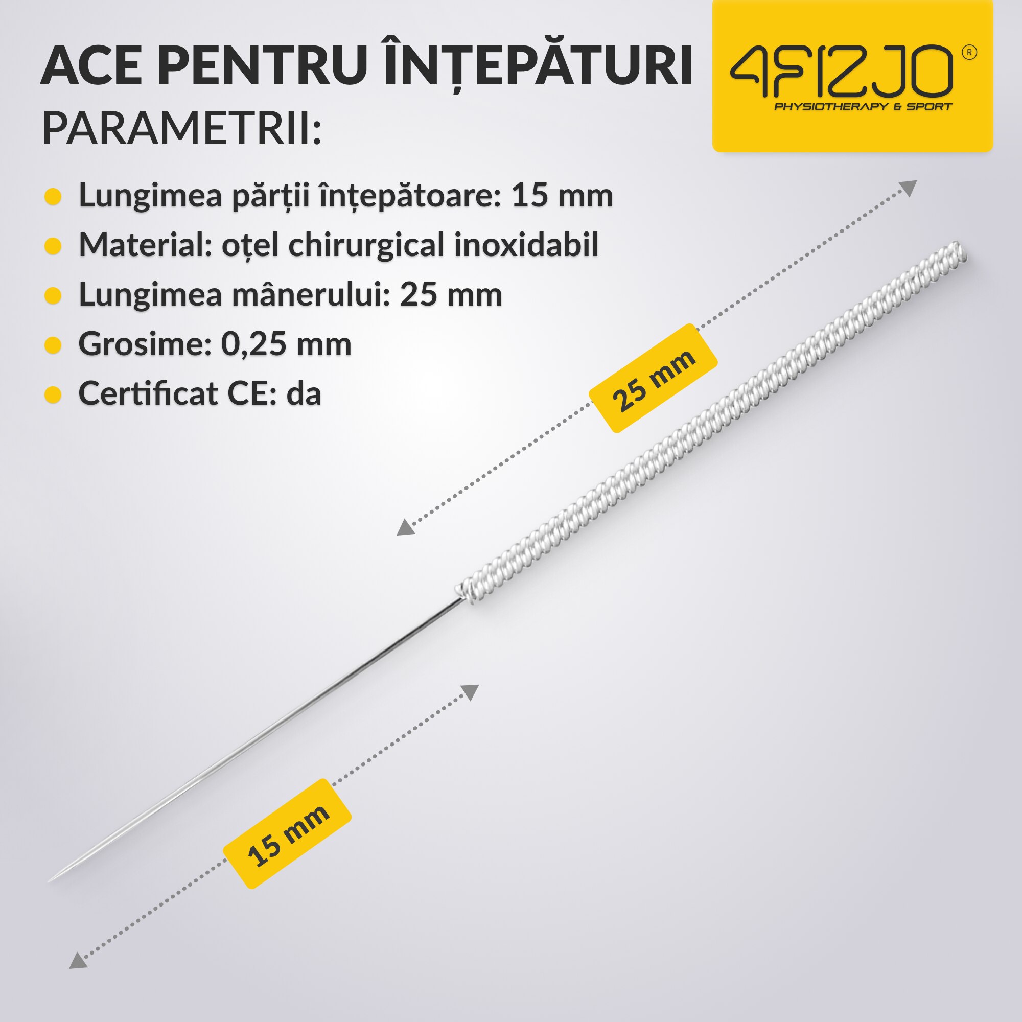 Set ace acupunctura, 4FIZJO, 0.25x15 mm, Argintiu - eMAG.ro