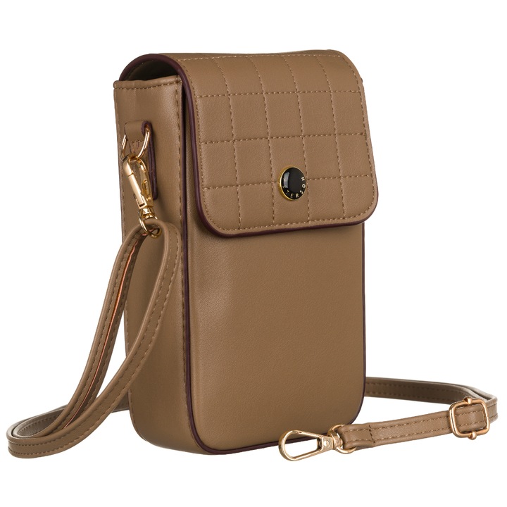 Női táska, ökológiai bőr, szürkésbarna, Peterson, m-15, 18 x 10, 5 x 6 cm