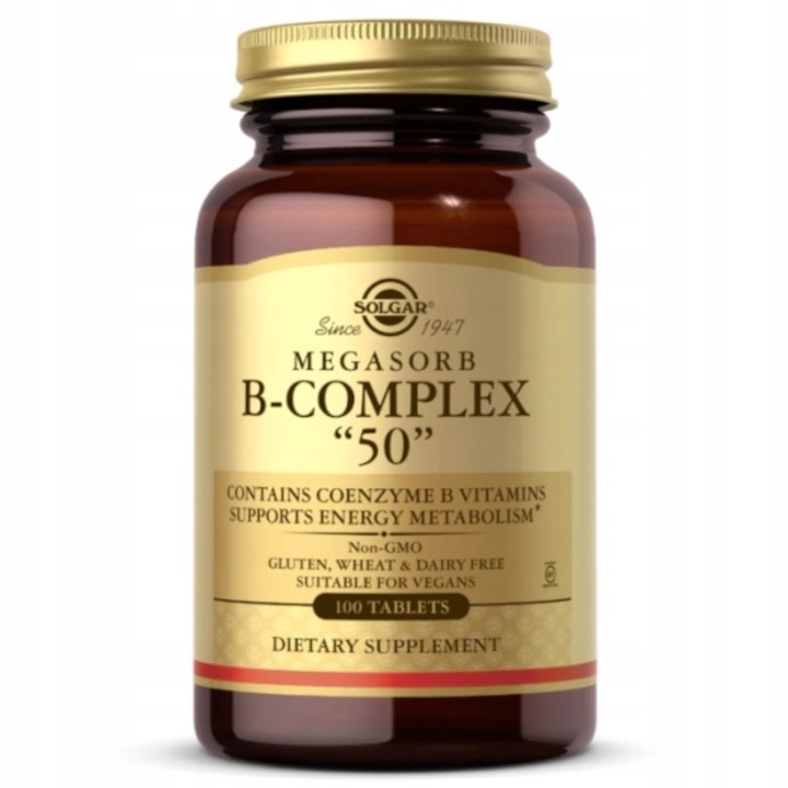 Supliment alimentar, Solgar Megasorb B-Complex "50", 100 tablete
