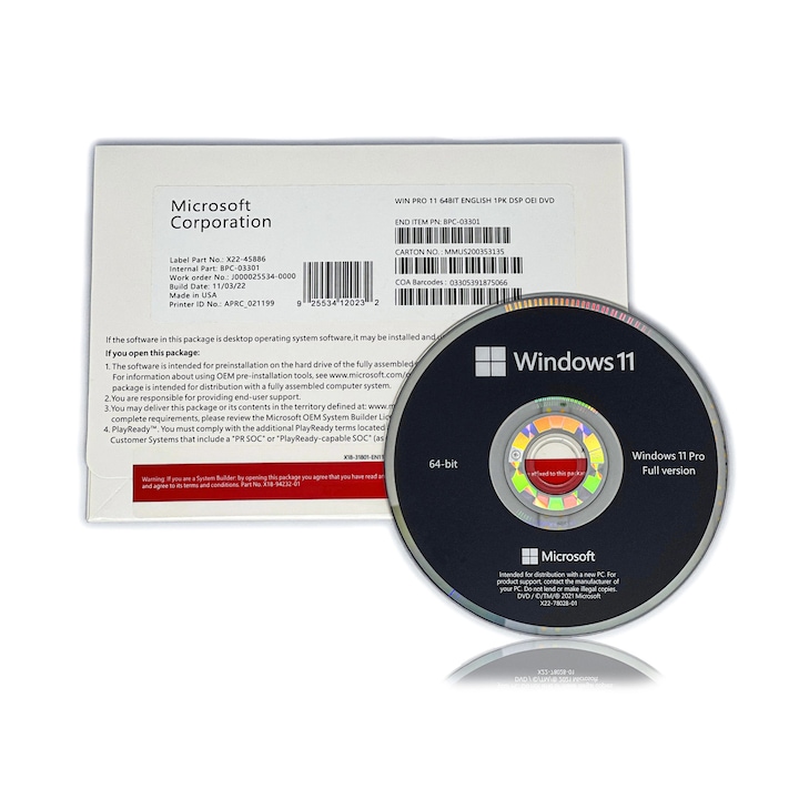 Licenc Microsoft® Windows 11 PRO 64-bit ENG INTL, 1PK, DSP OEI DVD