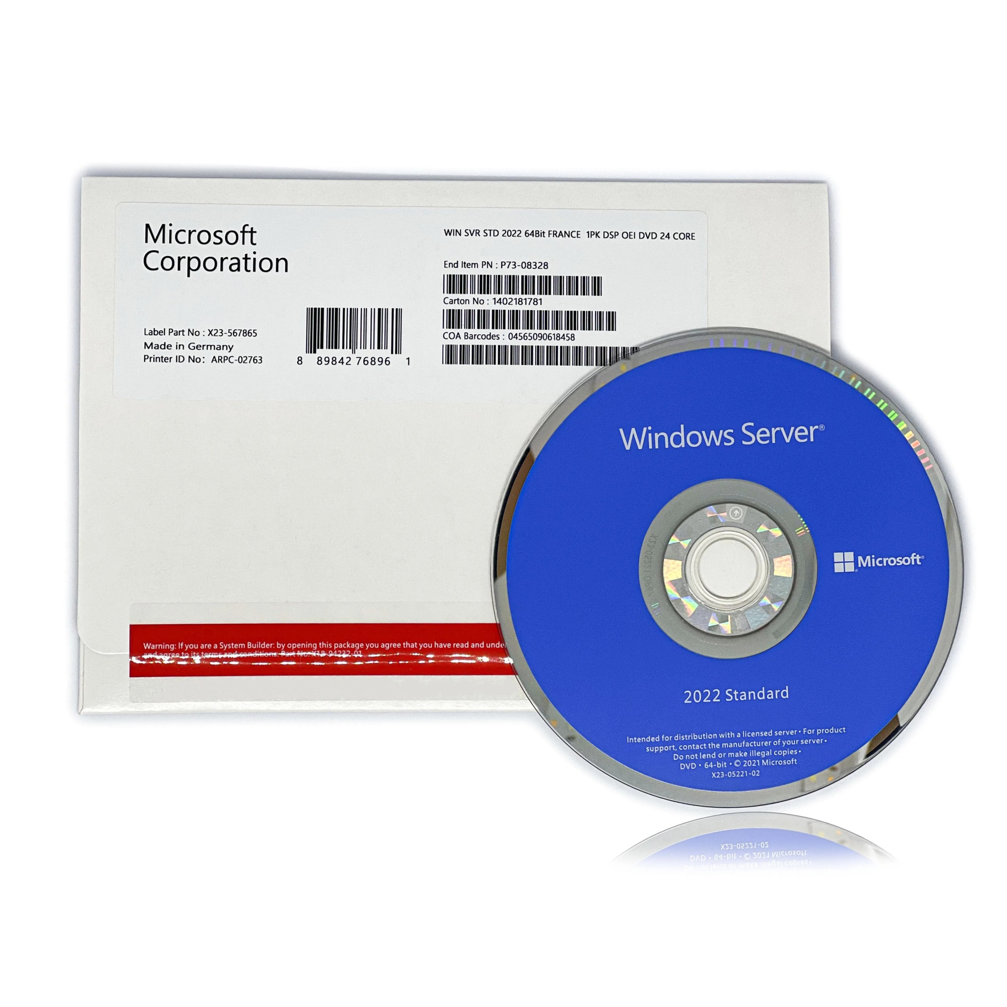 Microsoft® Windows Server Standard 2022 64bit English INTL, 1PK, DSP ...