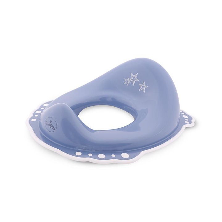 Reductor anatomic de toaleta, maxim 30 kg, picioruse silicon, structura anti-stropire, Little Stars Blue