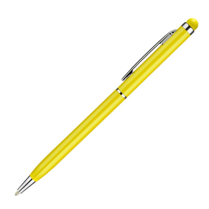 Stylus Pen universal, cu varf de pix si clips, culoare galbena