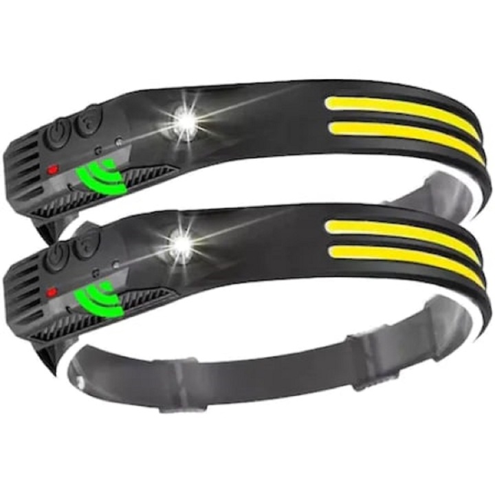 Комплект от 2 фара, LED XPE, IPX4, Черен