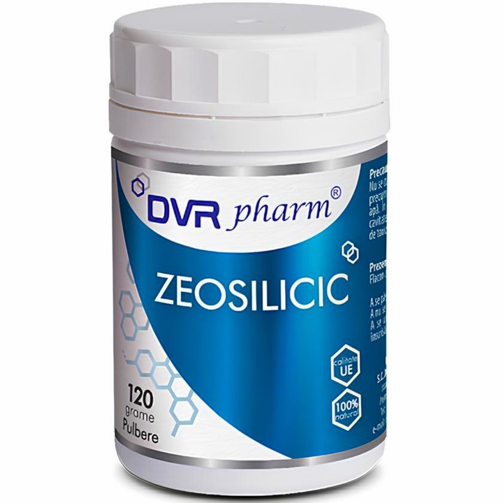 Supliment ZeoSilicic pulbere de zeolit natural micronizat, cu rol detoxifiant, mineralizant si imunizant, 120g, DVR Pharm