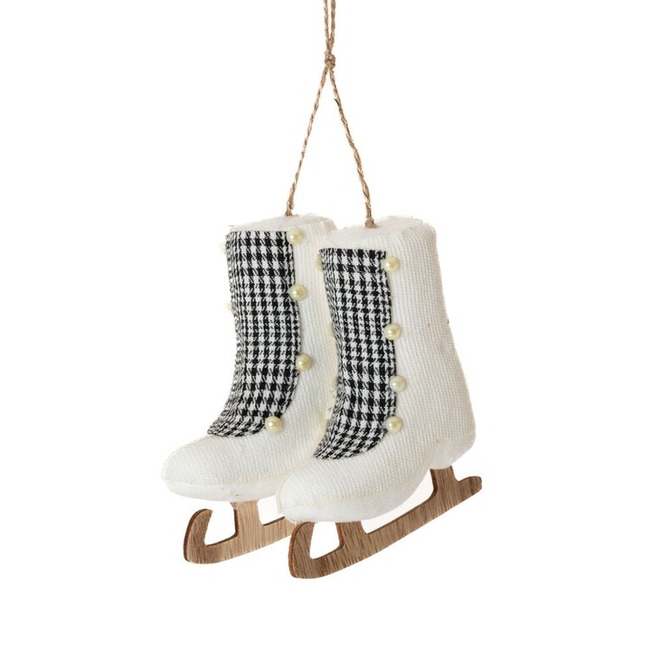 Decoratiune pentru brad, pereche patine albe, 10 cm