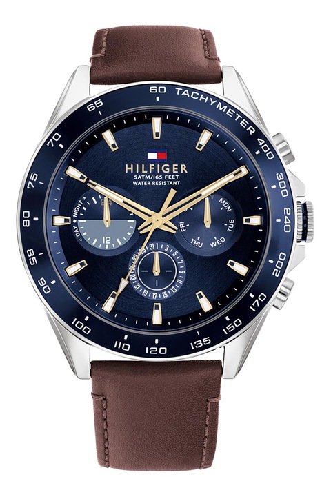 Tommy Hilfiger, Ceas cronograf de otel inoxidabil, Maro inchis