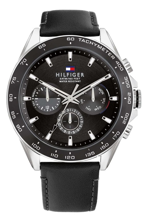 Tommy Hilfiger, Rozsdamentes acél kronográfos karóra, Fekete