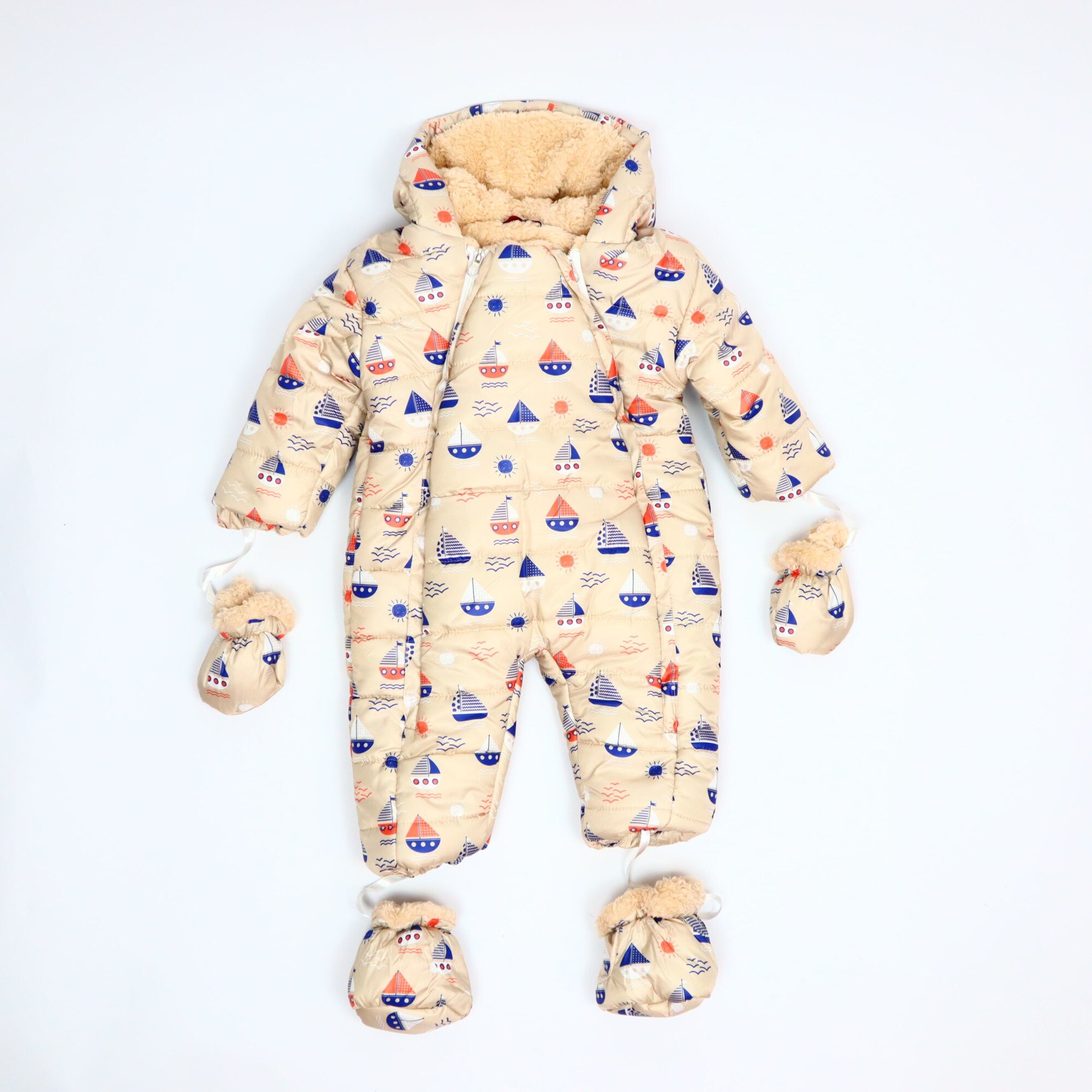 Combinezon MyKidsMag Barcute, Poliester, Crem - eMAG.ro