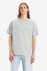 Levi's, Tricou de bumbac cu decolteu la baza gatului si imprimeu logo, Gri deschis melange