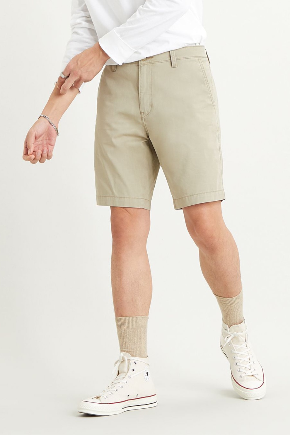 Levi's, Bermude chino cu talie medie, Bej deschis, 34