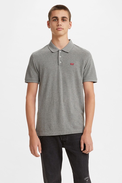 Levi's, Housemark galléros pamutpóló, Melange világosszürke