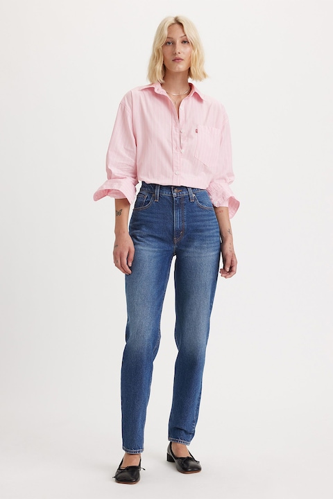Levi's, Blugi mom fit cu talie inalta 80's, Albastru indigo/Bleumarin
