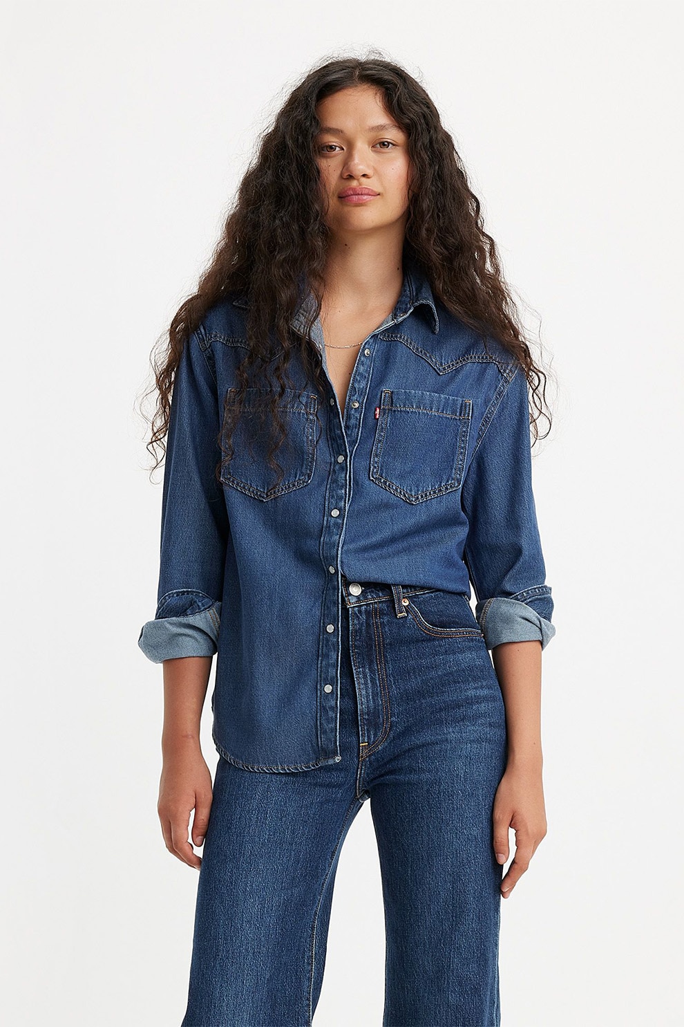 Levi's, Camasa lejera din denim Teodora, Bleumarin, L