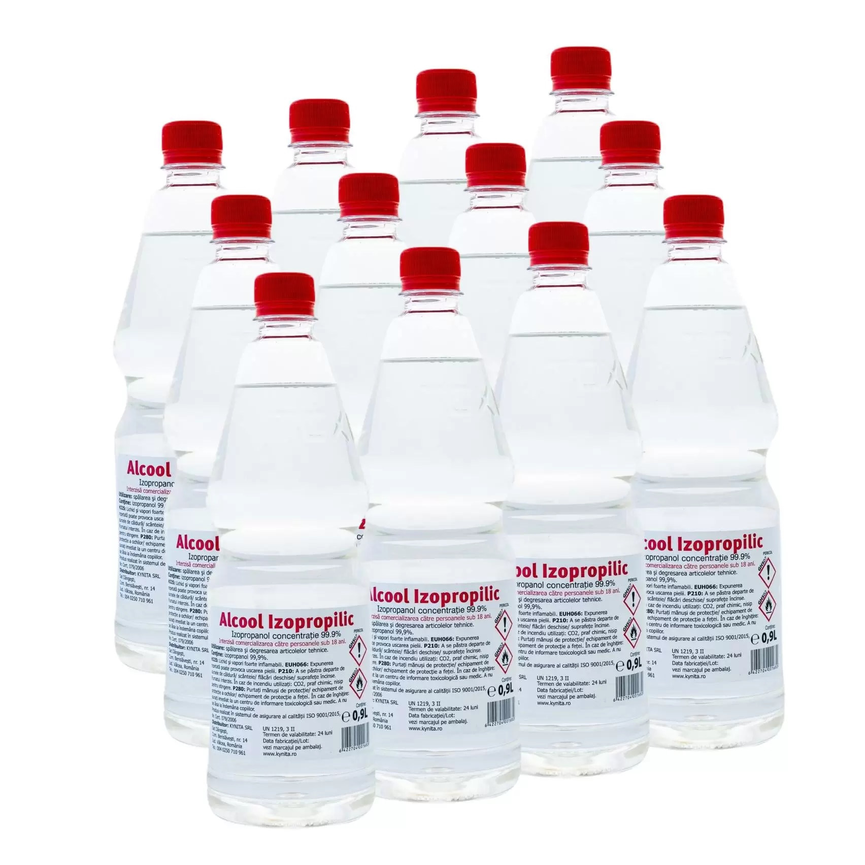 Комплект от 12 x 0,9L изопропилов алкохол, IPA, концентрация 99,99% ...