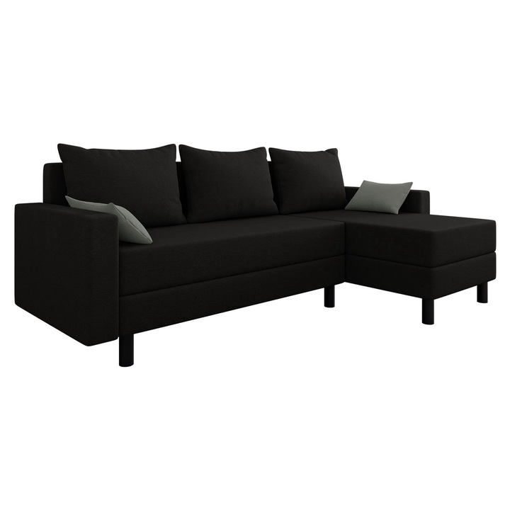 Coltar rabatabil Aravins, MIRJAN24, negru / gri, 238x123x79 cm