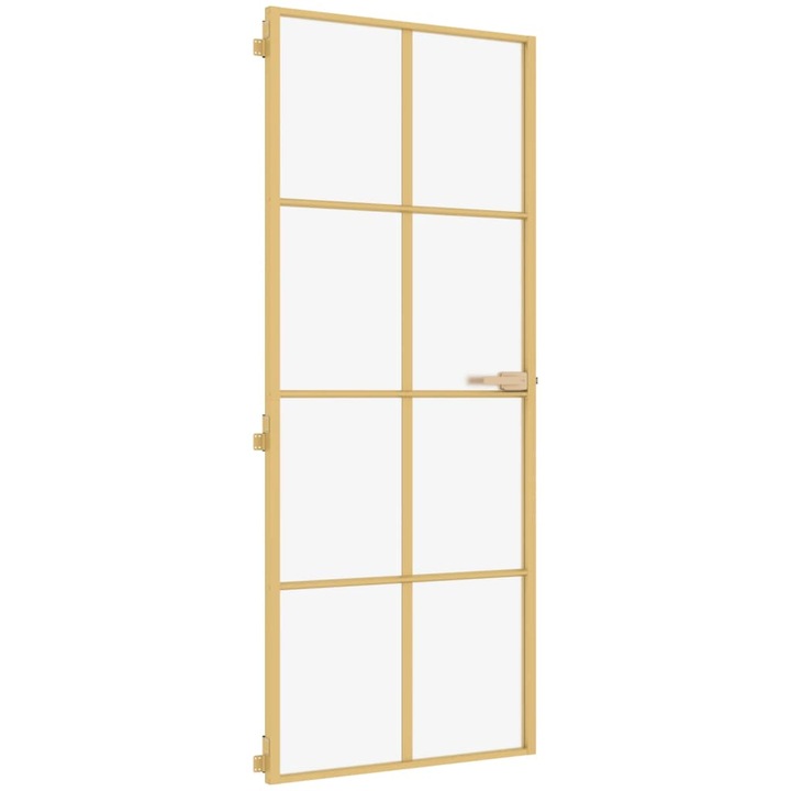 Usa de interior Slim vidaXL, auriu, 83x201, 5cm, sticla temperata/aluminiu, 24.6 Kg