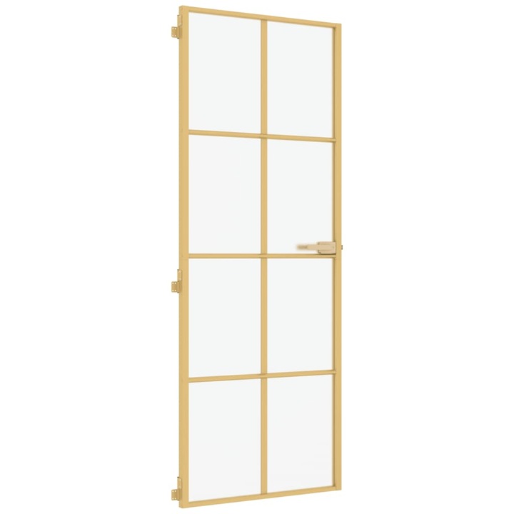 Интериорна врата vidaXL, Златиста, 76 x 201, 5 см, Закалено стъкло алуминий, 21.4 Kg