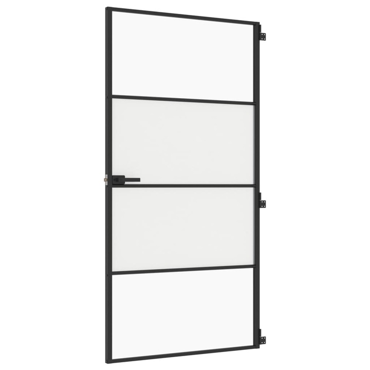 Usa interior vidaXL, 102, 5x201, 5 cm, sticla securiz./aluminiu slim, 23.3 Kg, negru