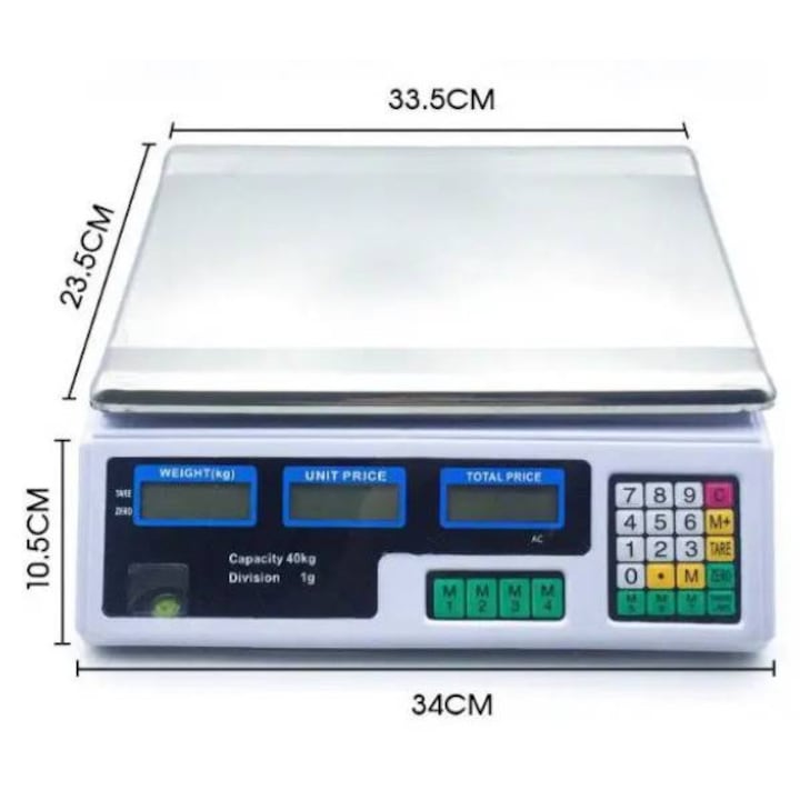 Електронна везна с двоен дисплей макс. 40 кг, за зеленчуци, плодове и други хранителни продукти
